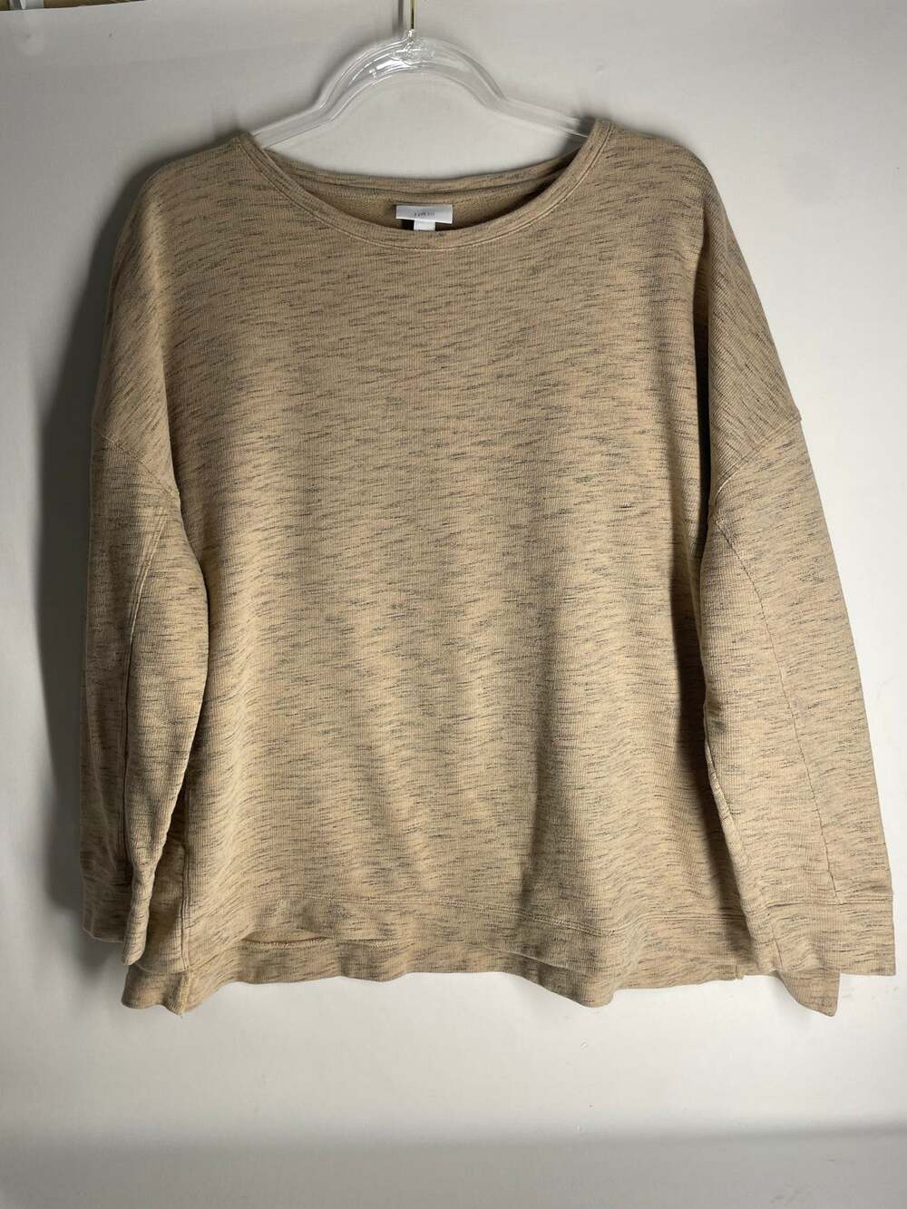 J.Jill Fit Loose Fit Sweatshirt Long Sleeve Heather Tan Long Plus Size 2X